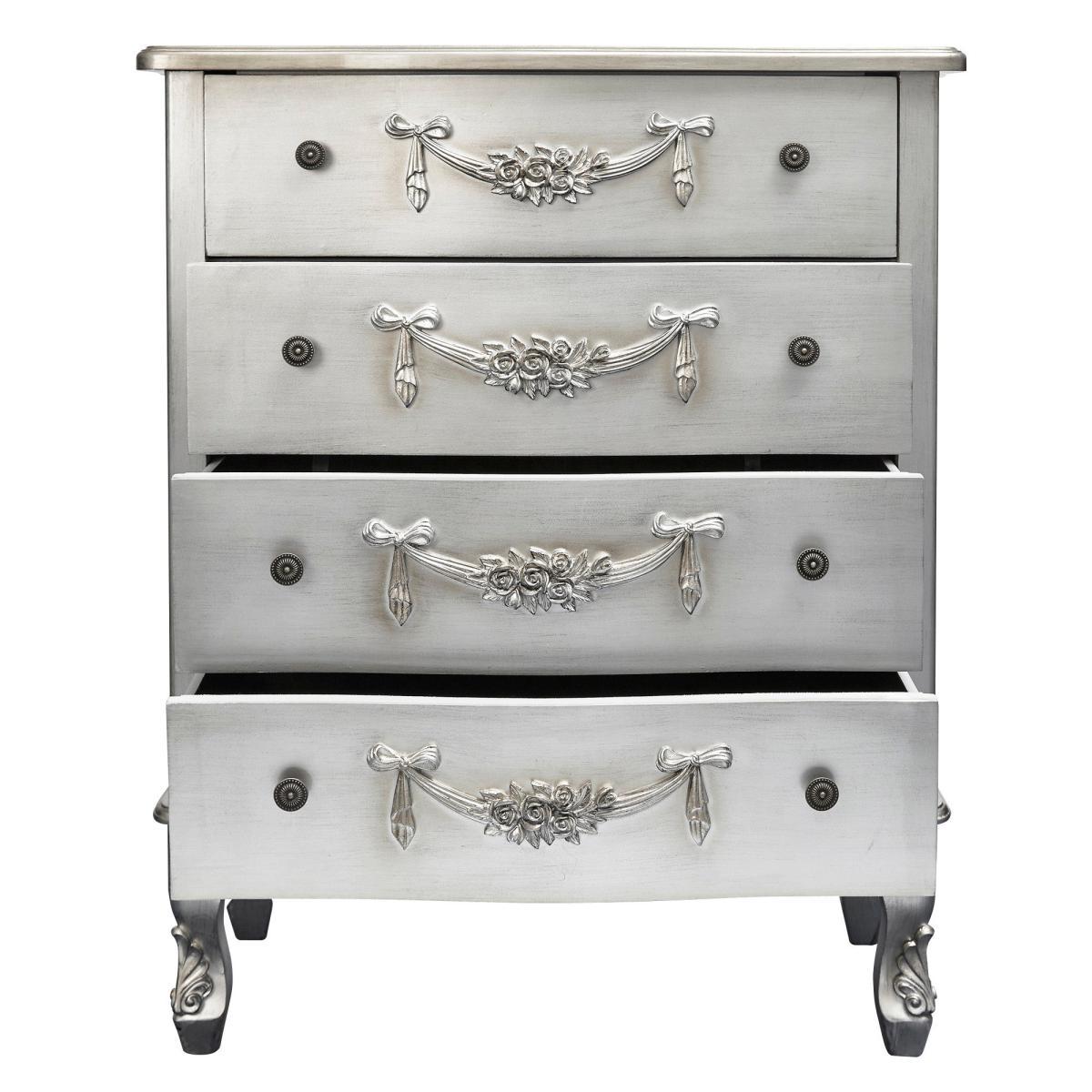 Toulouse Silver Wide 4 Drawer Chest Silver – image 3