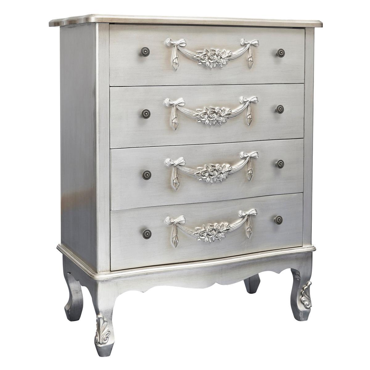 Toulouse Silver Wide 4 Drawer Chest Silver – image 7