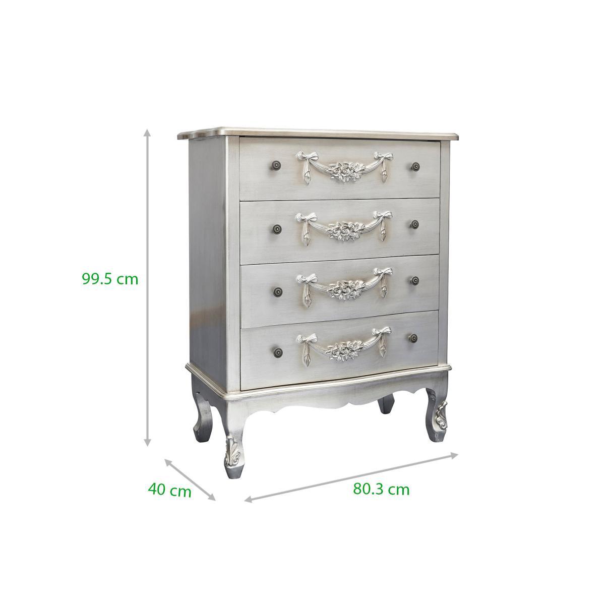 Toulouse Silver Wide 4 Drawer Chest Silver – image 9