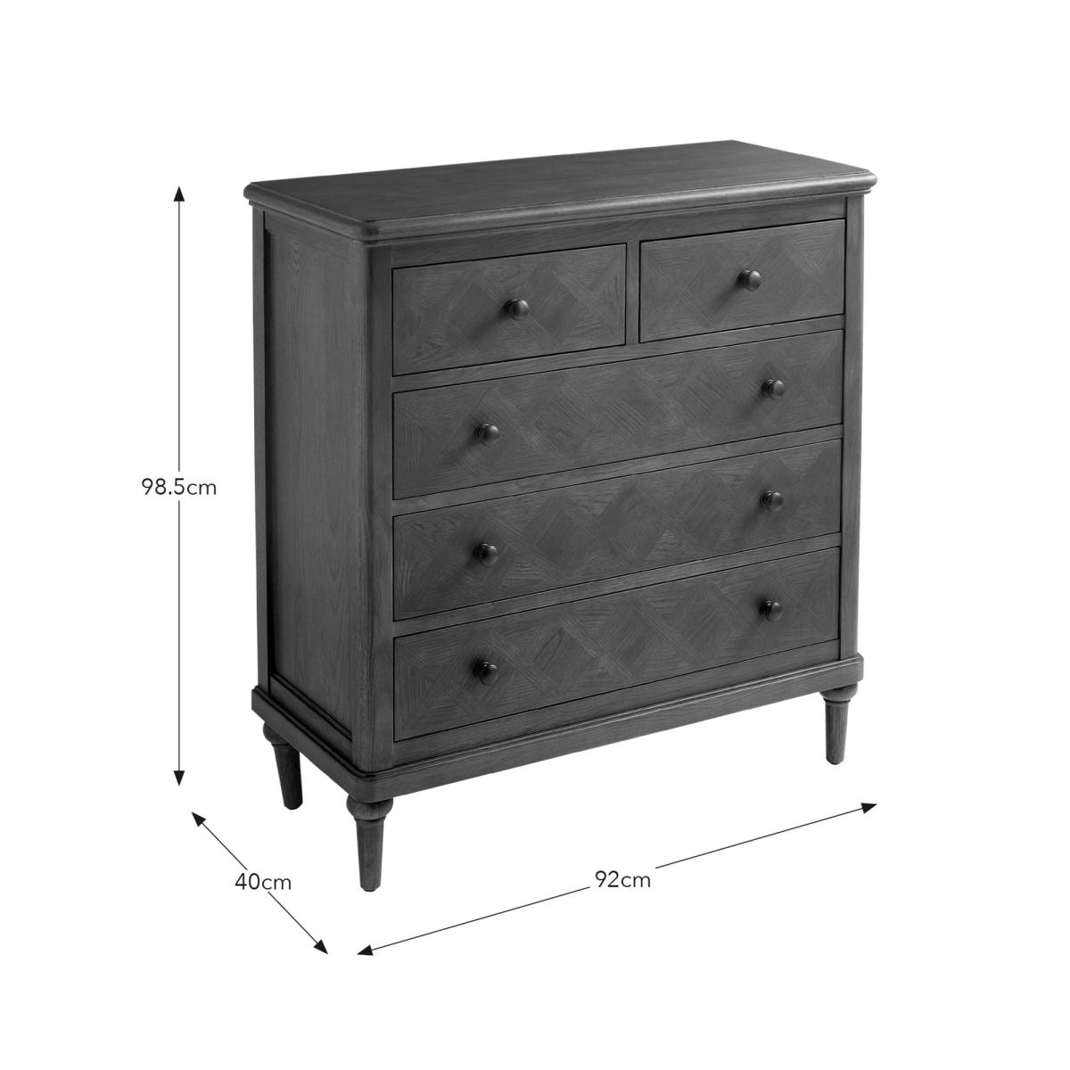 Boulton Wide 5 Drawer Chest Mid Stained Wood – image 6