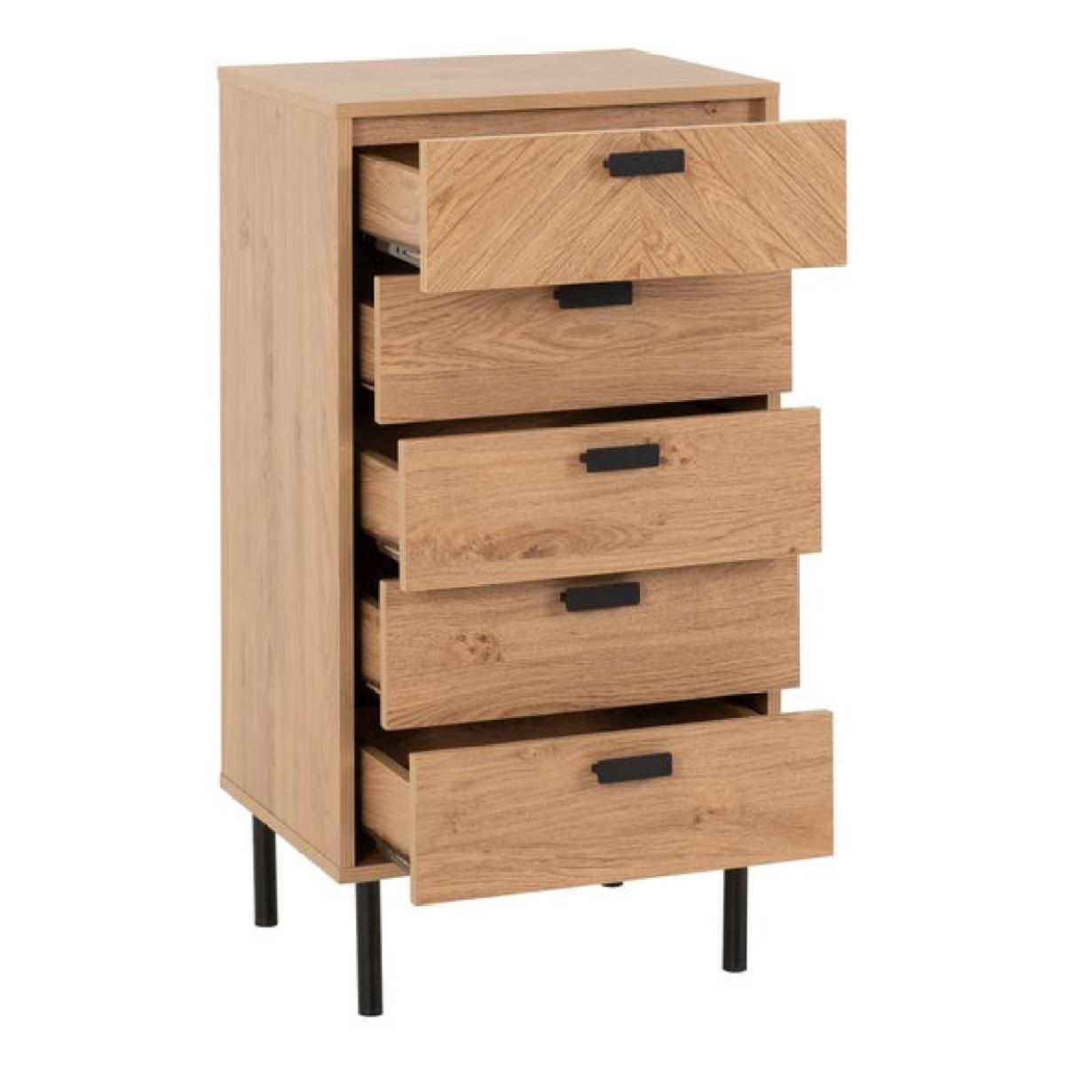 Return - Barker 5 Drawer Narrow Chest, Oak Effect – image 4
