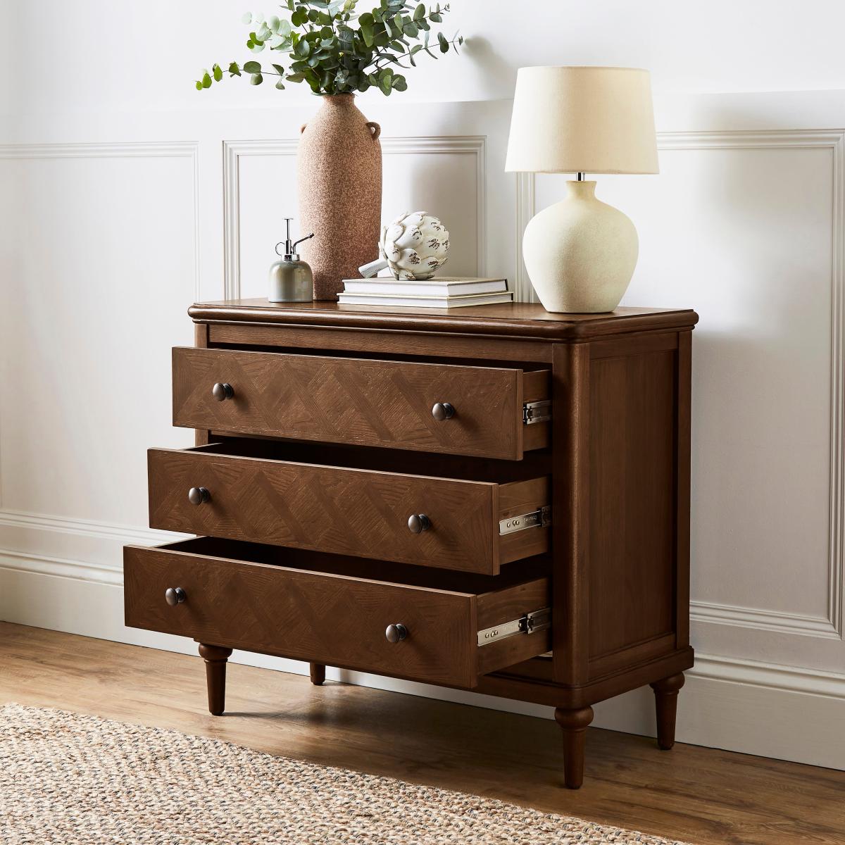 Boulton 3 Drawer Chest Mid Stained Wood – image 2
