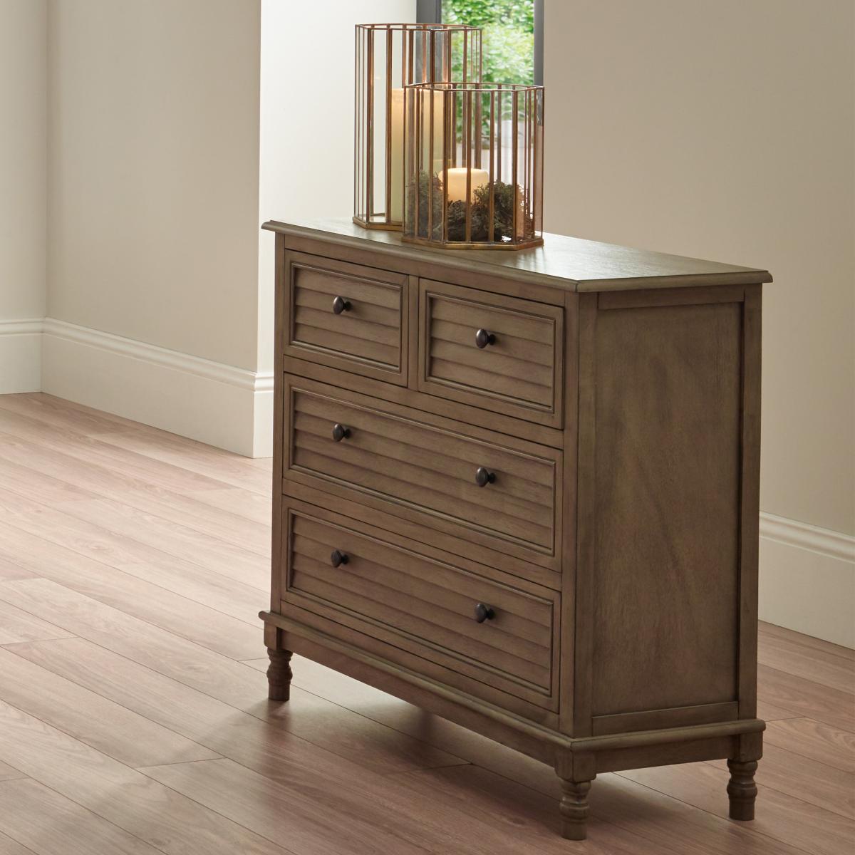 Pacific Ashwell 4 Drawer Chest, Taupe Pine Brown – image 1