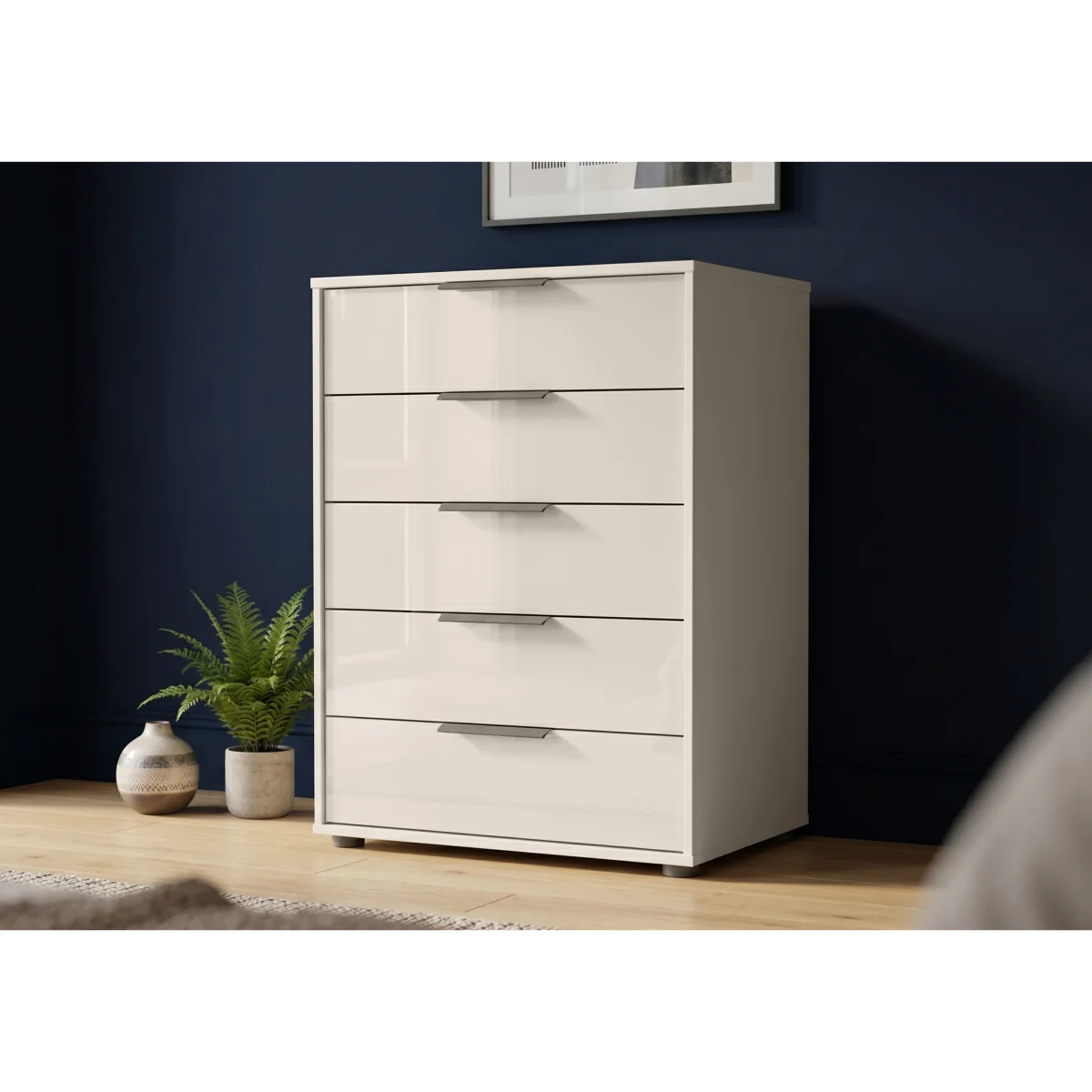 Wiemann - Instinct 60cm 5 Drawer Glass Chest - Pebble Grey - Bedroom Furniture - In Time for Christmas – image 2