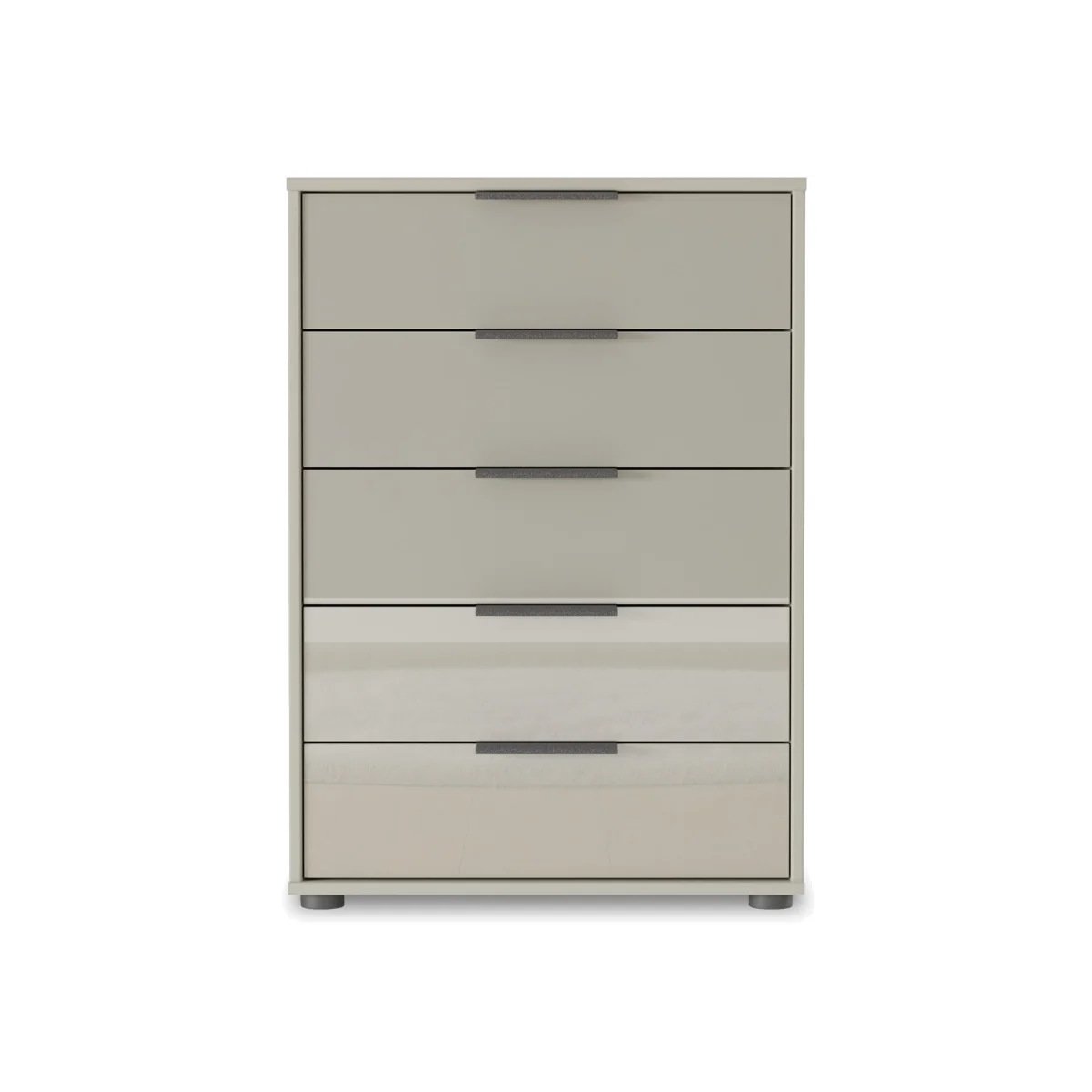 Wiemann - Instinct 60cm 5 Drawer Glass Chest - Pebble Grey - Bedroom Furniture - In Time for Christmas – image 1