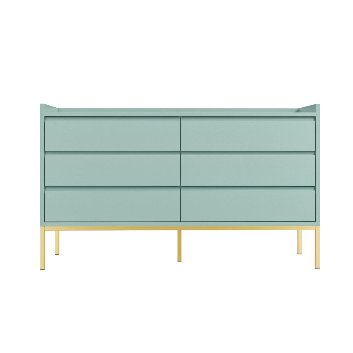 Green Wide Chest of 6 Drawers with Gold Legs - Zion – image 2