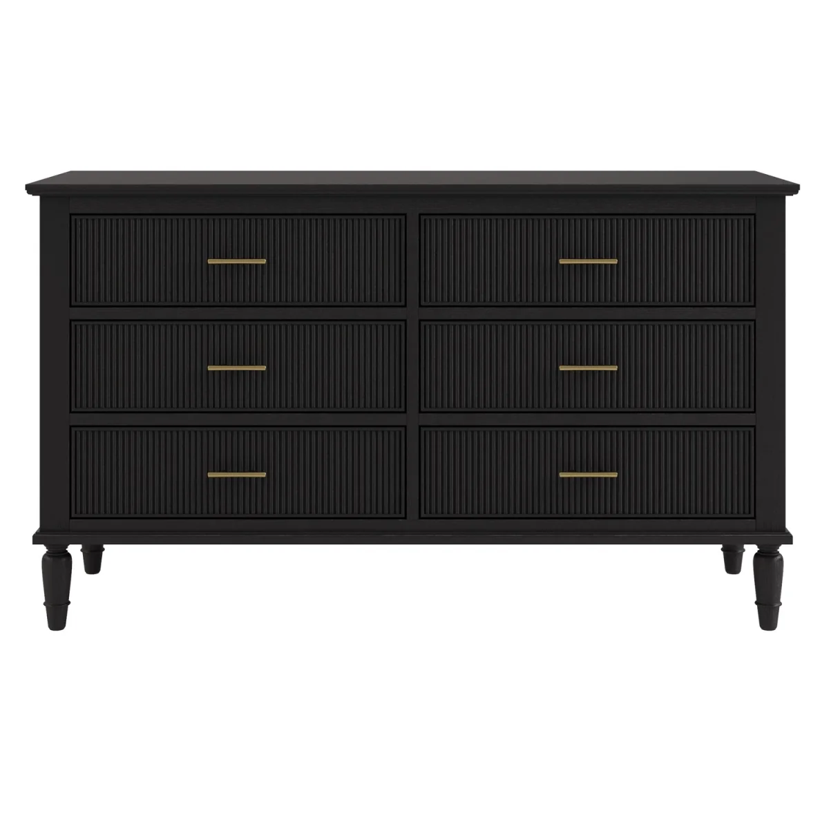 Black Ribbed 6 Drawer Chest of Drawers - Farah – image 5
