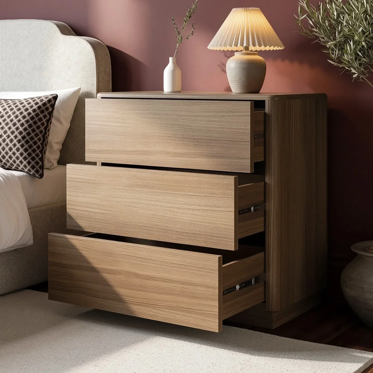 Modern Oak 3 Drawer Chest of Drawers - Rowan – image 2