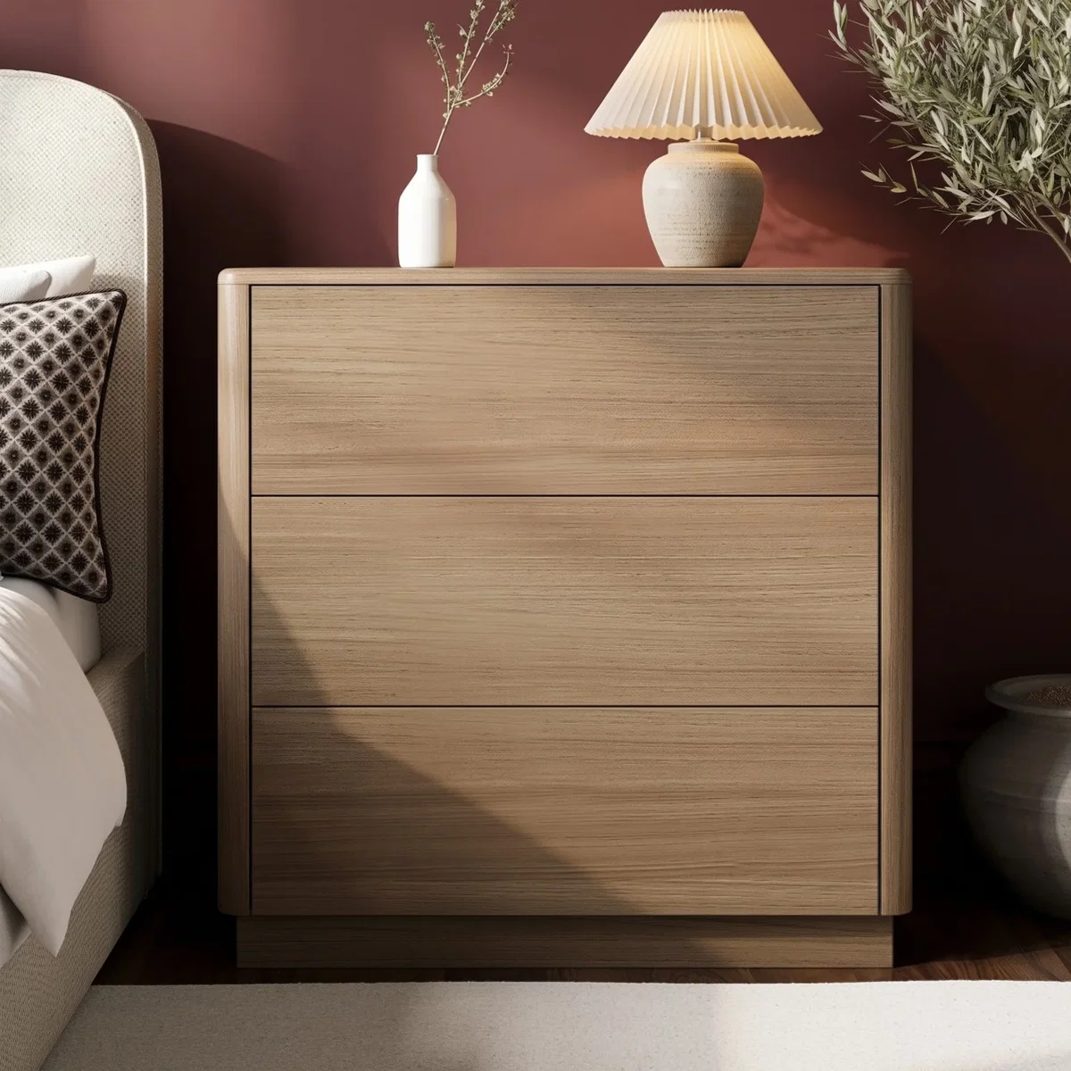 Modern Oak 3 Drawer Chest of Drawers - Rowan – image 1
