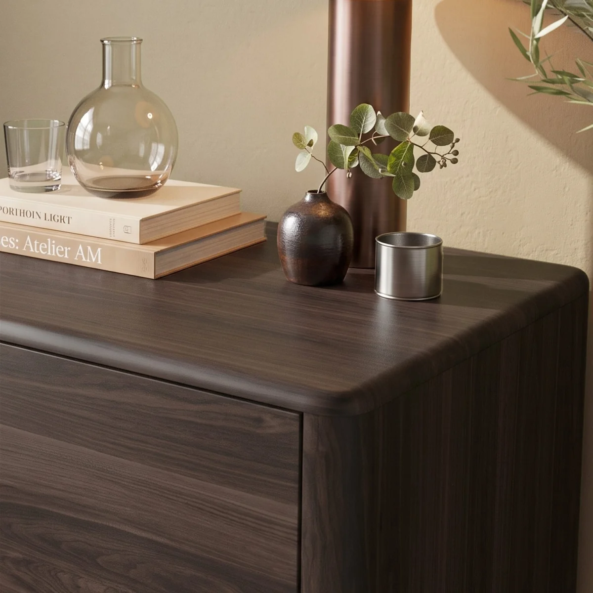 Modern Walnut 3 Drawer Chest of Drawers - Rowan – image 3