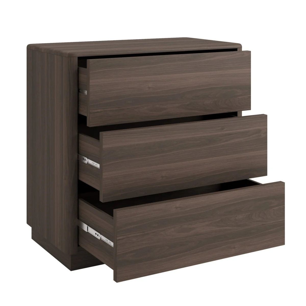 Modern Walnut 3 Drawer Chest of Drawers - Rowan – image 6