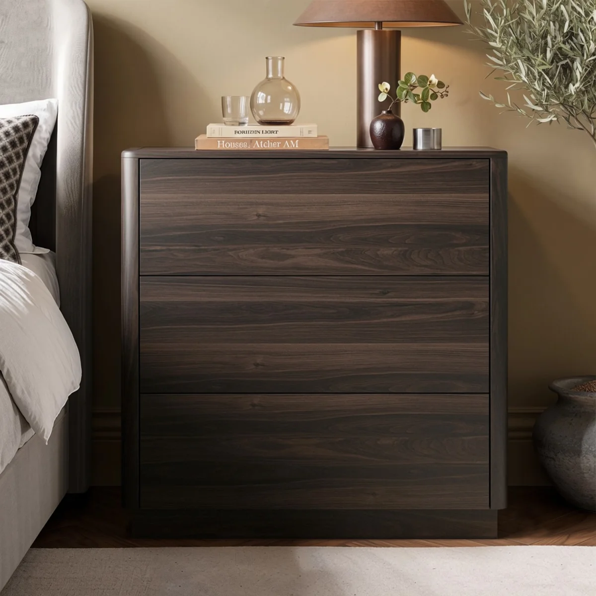 Modern Walnut 3 Drawer Chest of Drawers - Rowan – image 1