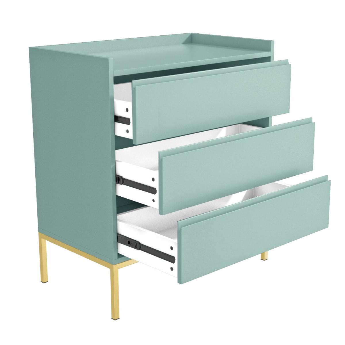 Green Chest of 3 Drawers with Gold Legs - Zion – image 3