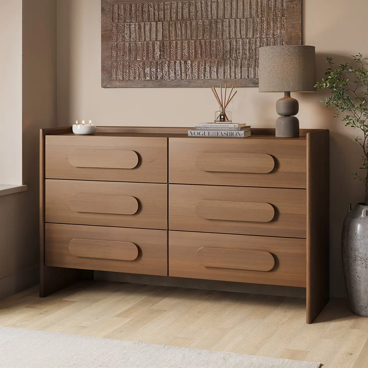 Wide Dark Wood Chest of 6 Drawers - Margot – image 2