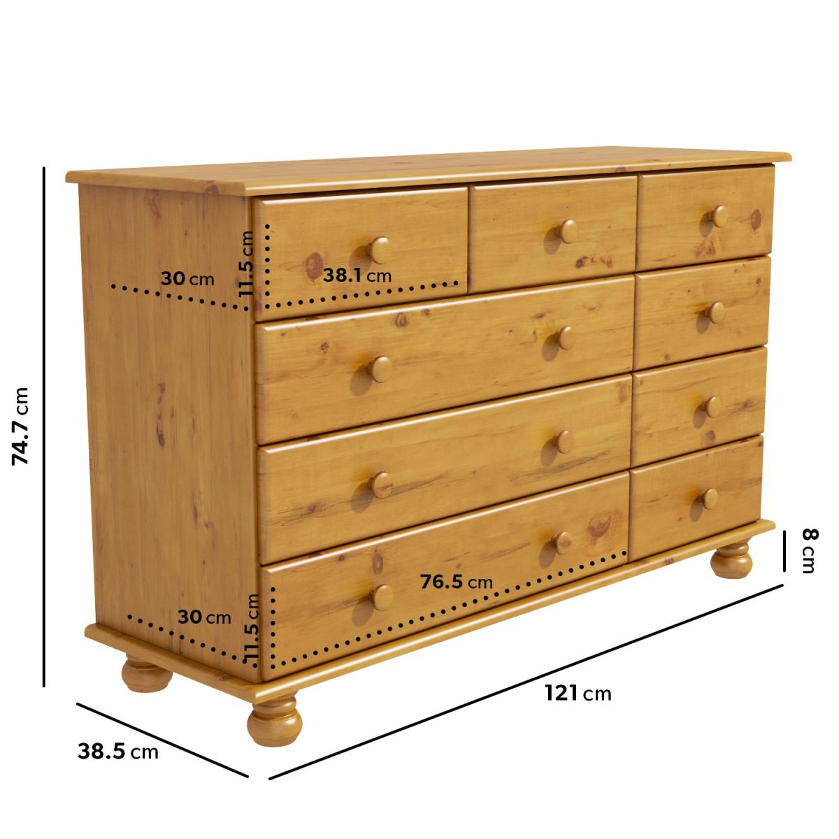 Wide Pine Chest of 9 Drawers - Hamilton – image 2