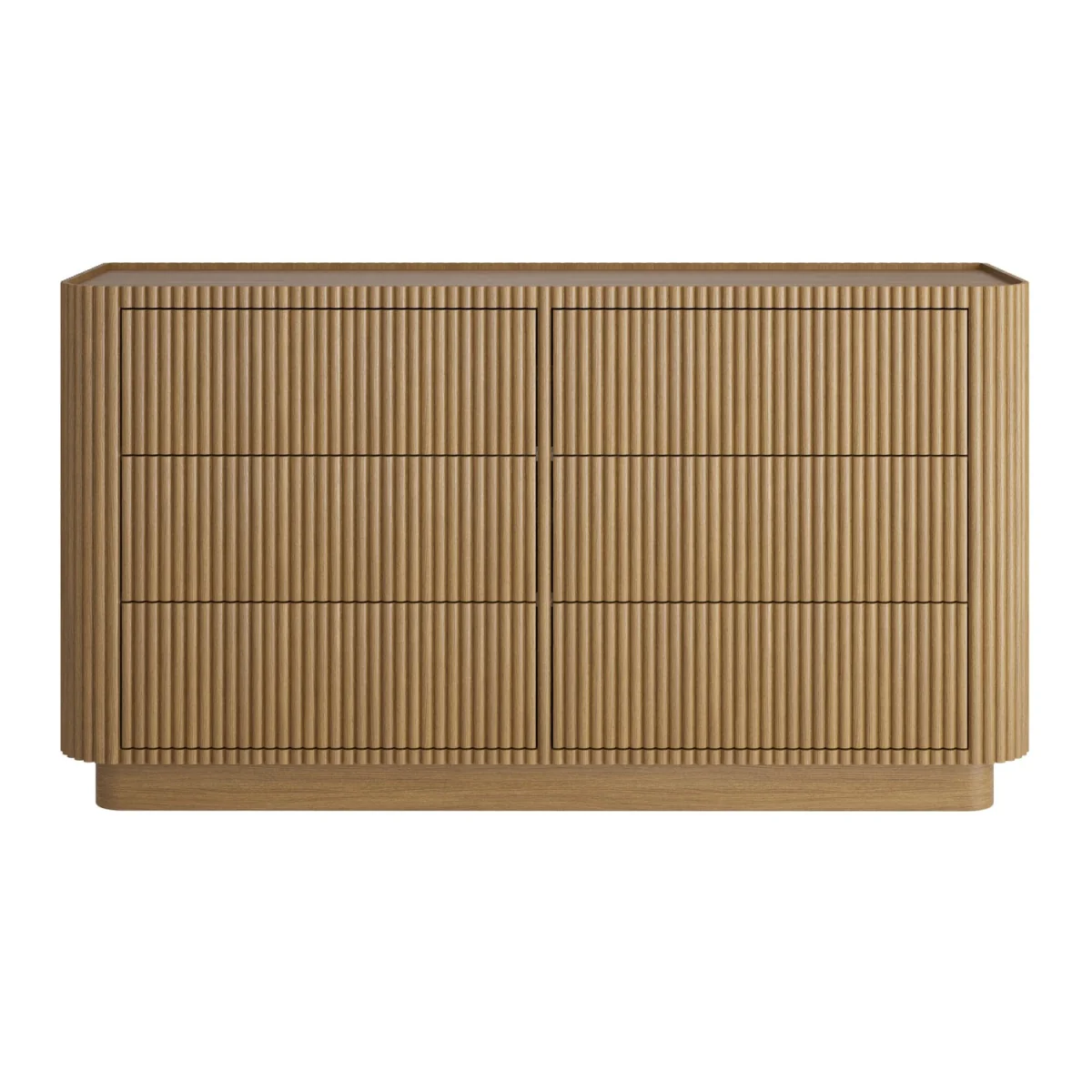 Natural Oak Ribbed 6 Drawer Large Chest of Drawers - Fully Assembled - Drew – image 5