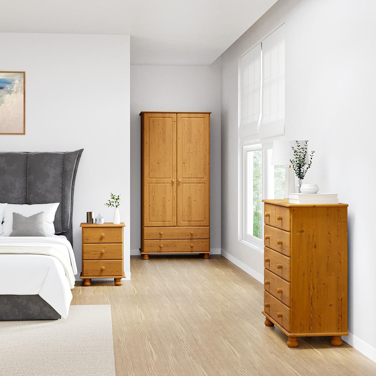 Pine 2+3+4 Wide Chest of Drawers - Hamilton – image 6