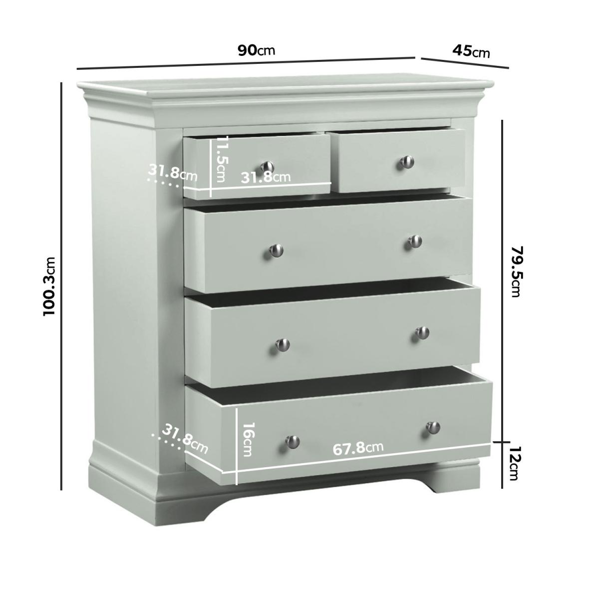 3 + 2 Drawer Chest of Drawers in Sage - Olivia – image 2