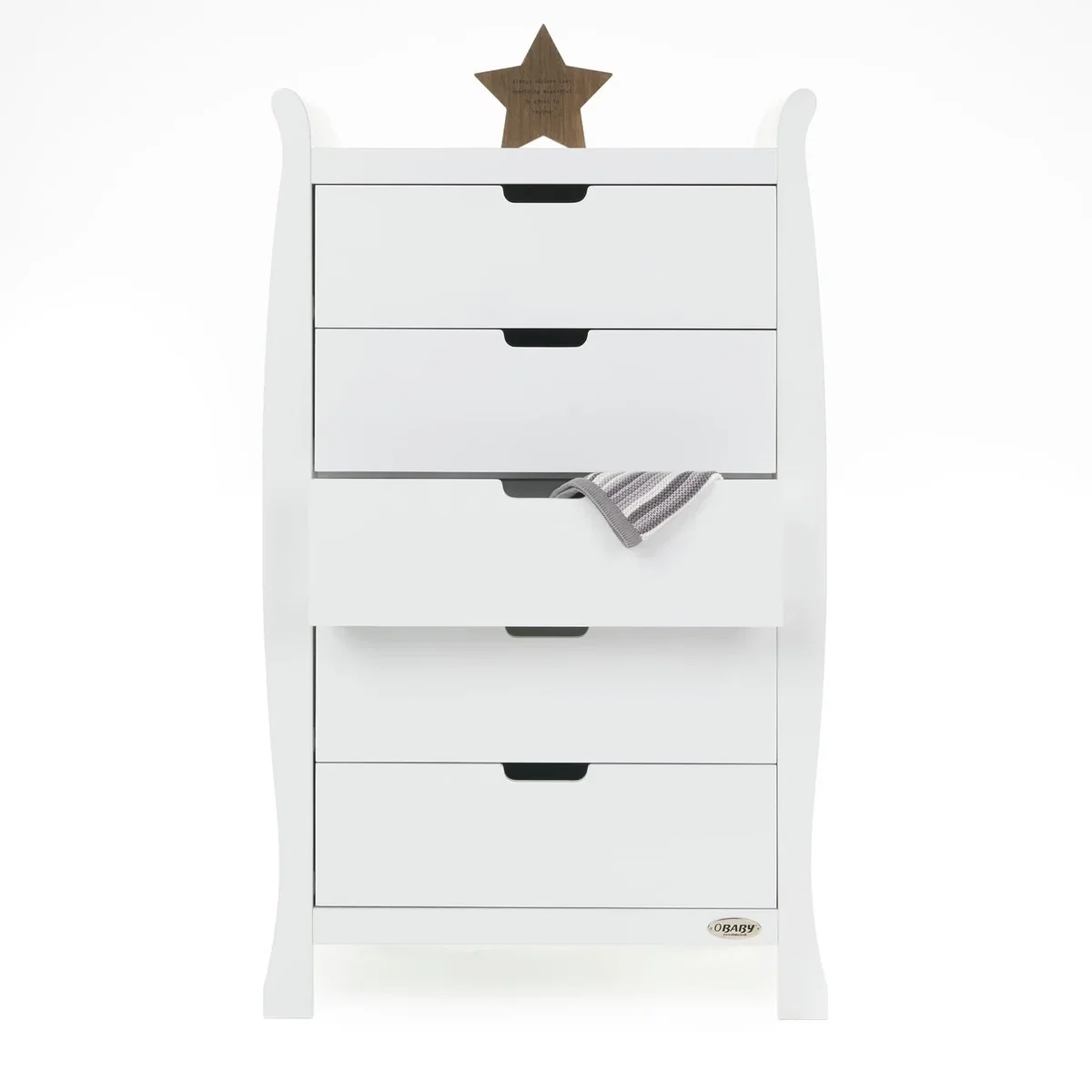 Obaby Stamford Sleigh Tall 5 Drawer Chest - White – image 4