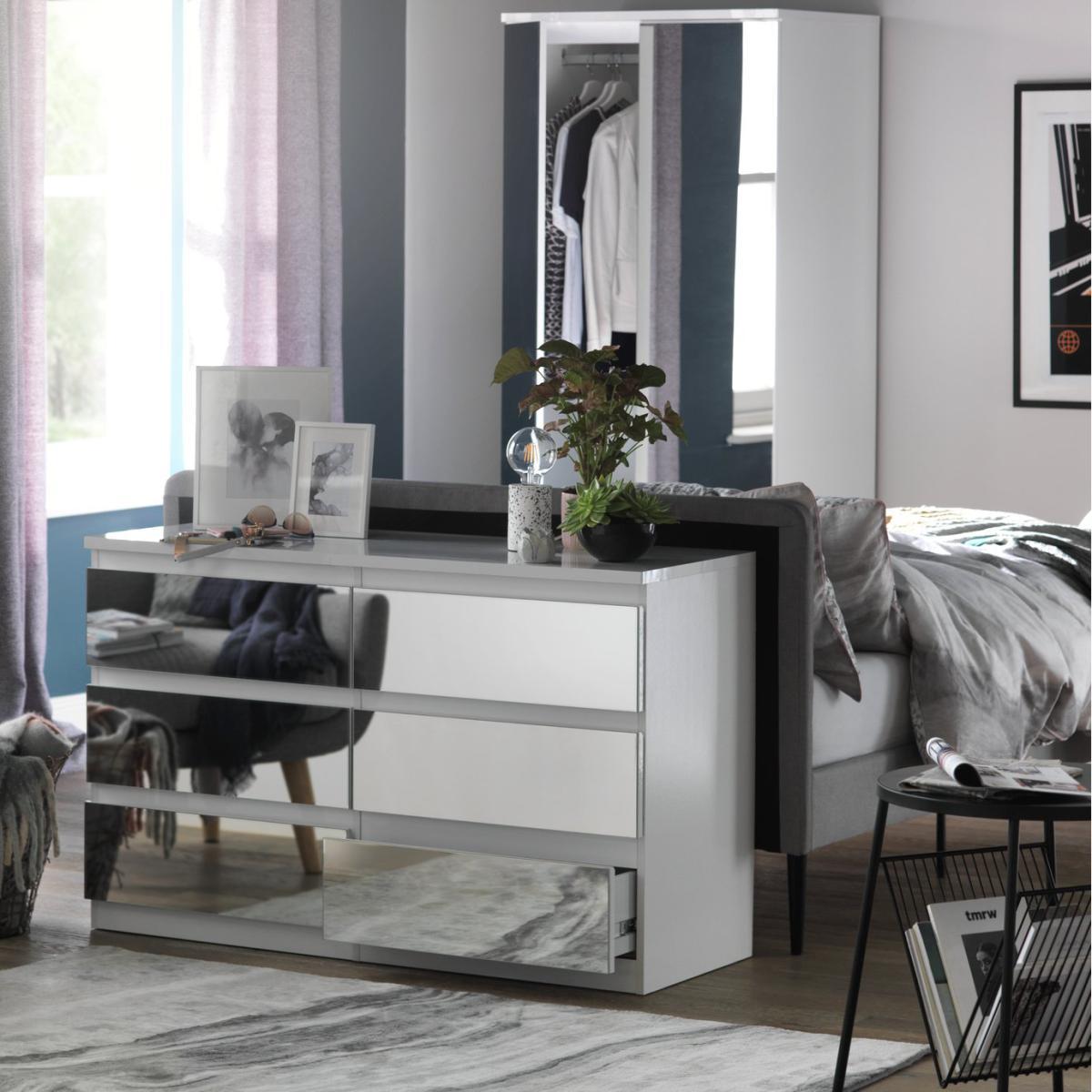 Habitat Jenson 3+3 Drawer Mirrored Chest - White – image 3