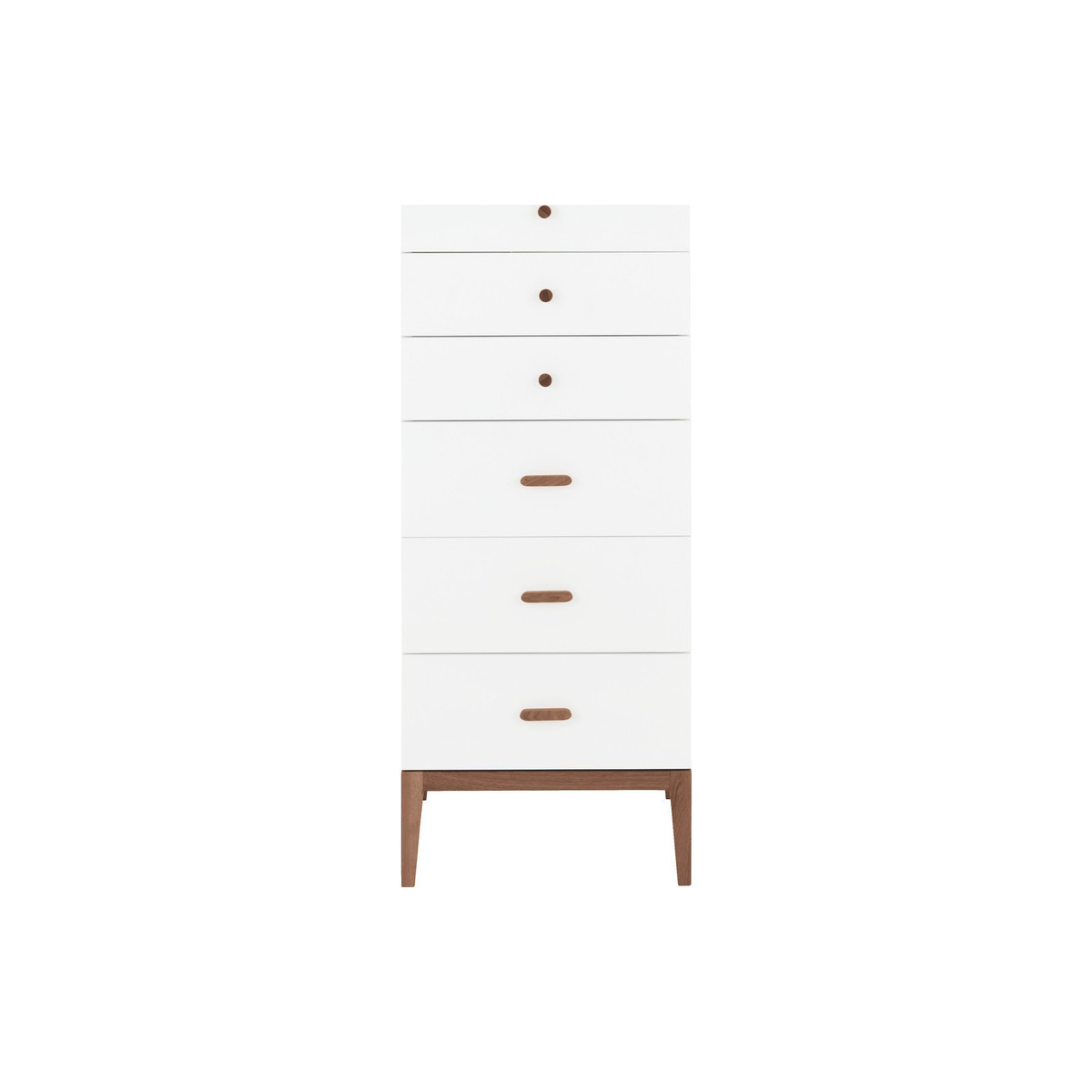 Tatsuma Walnut White 6 Drawer Tall Chest, White And Walnut – image 1