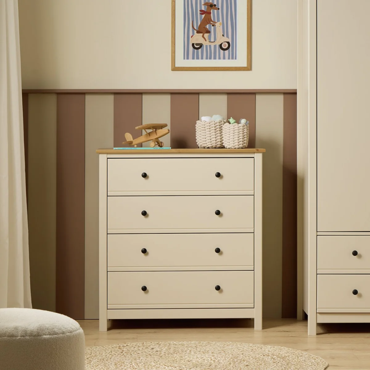 Habitat Brooklyn 4 Drawer Chest - Cream And Oak – image 1