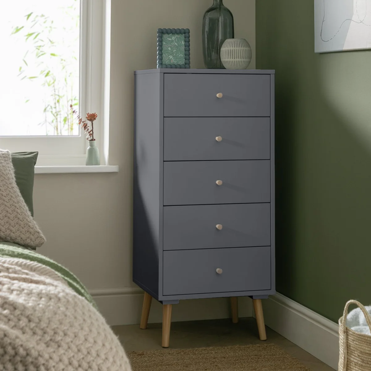 Habitat Otto 5 Drawer Tallboy - Grey – image 1