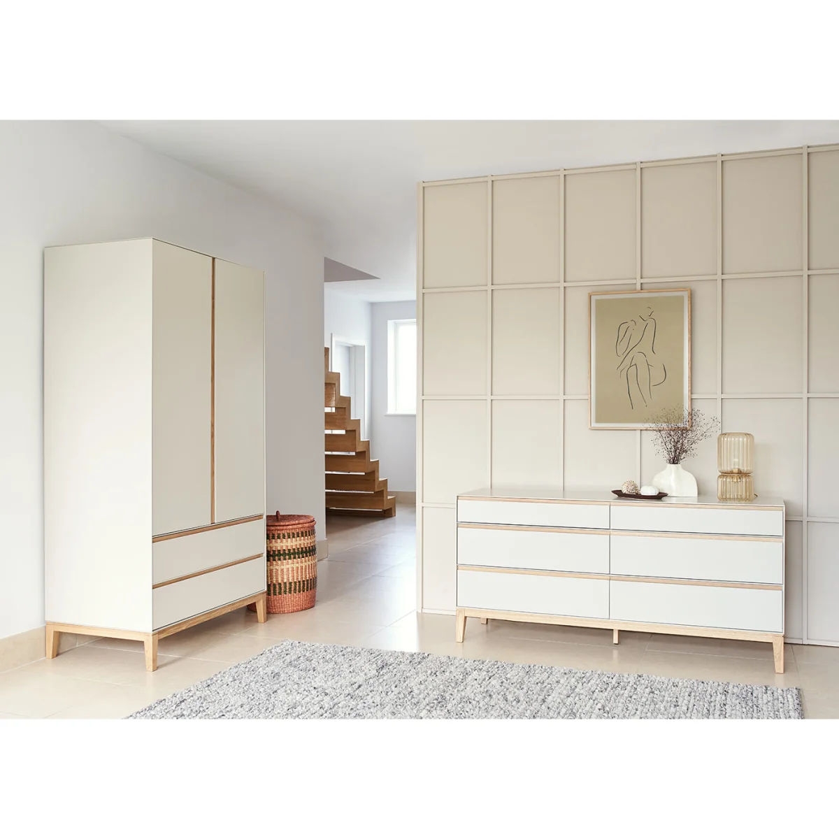 Heal's Lars 6 Drawer Chest Wide Dove Grey & Walnut – image 2