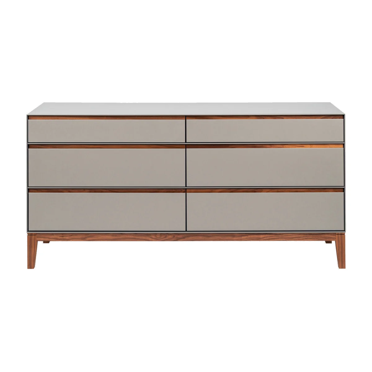 Heal's Lars 6 Drawer Chest Wide Dove Grey & Walnut – image 1