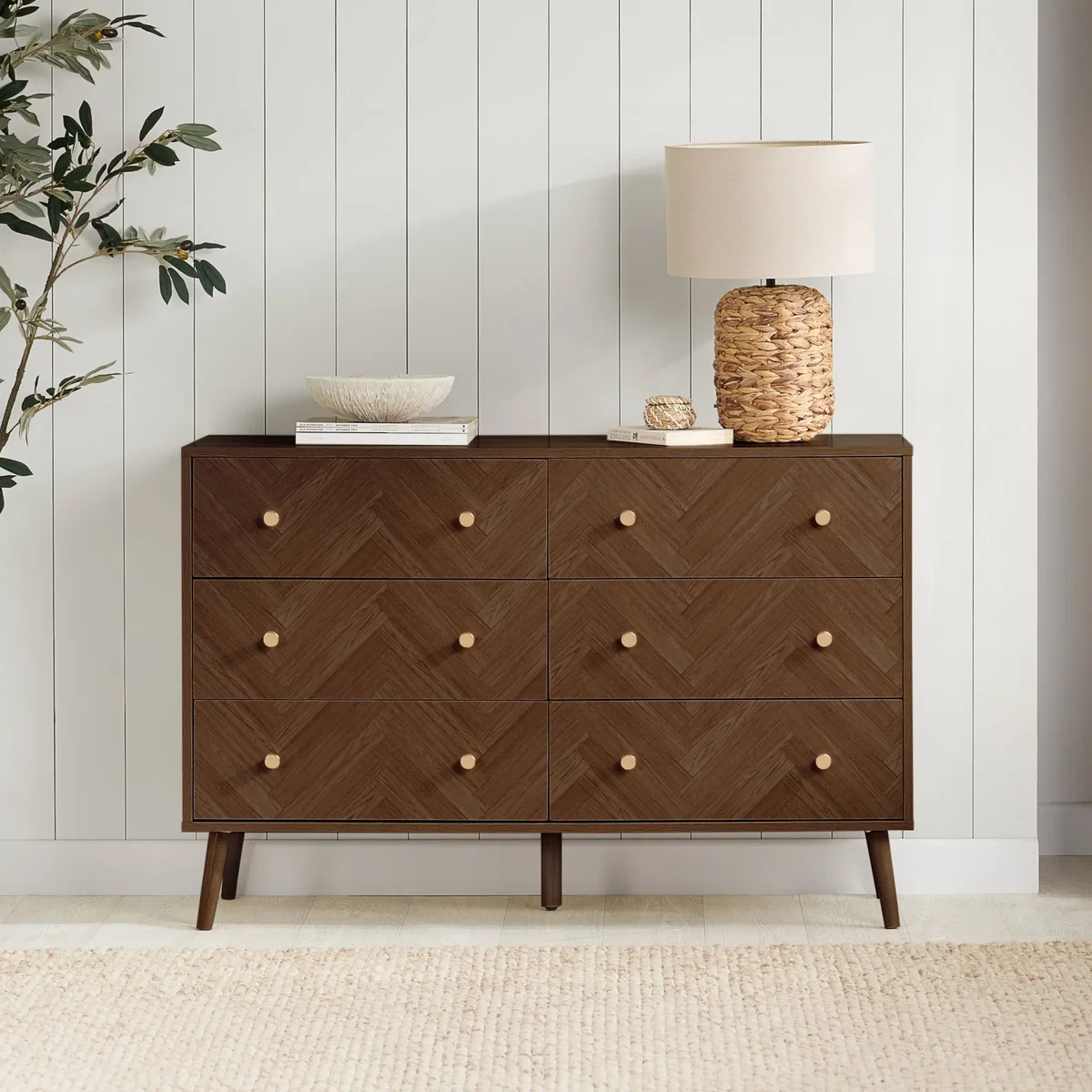 Herringford - 6 Drawer Chest of Drawers - Walnut - Wooden - Happy Beds