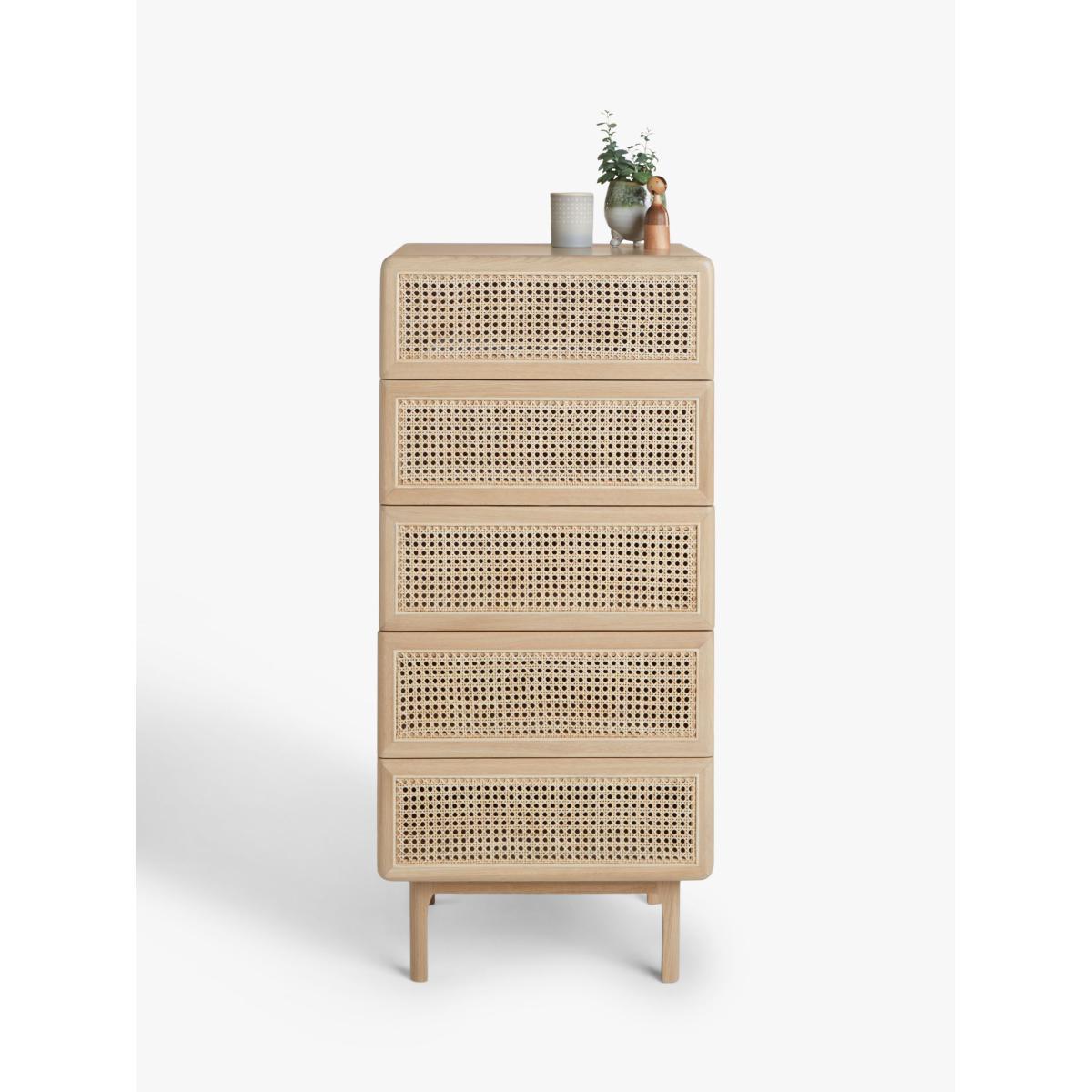 John Lewis & Partners Rattan 5 Drawer Tallboy Chest, Oak – image 5