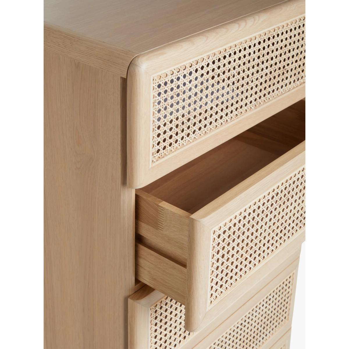John Lewis & Partners Rattan 5 Drawer Tallboy Chest, Oak – image 6