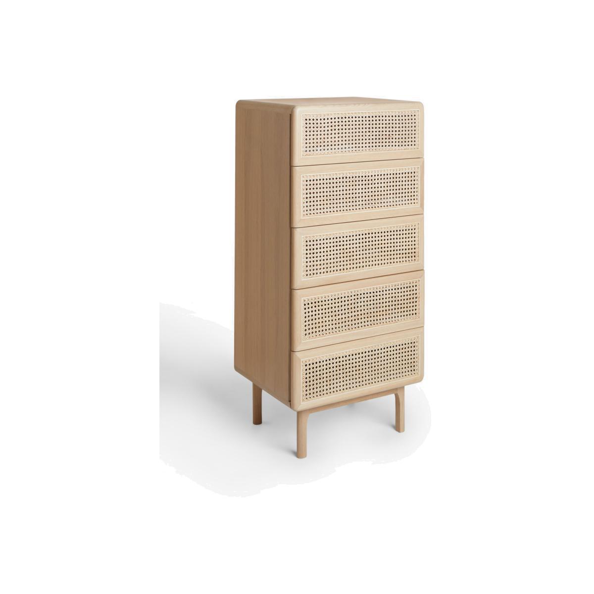 John Lewis & Partners Rattan 5 Drawer Tallboy Chest, Oak – image 1