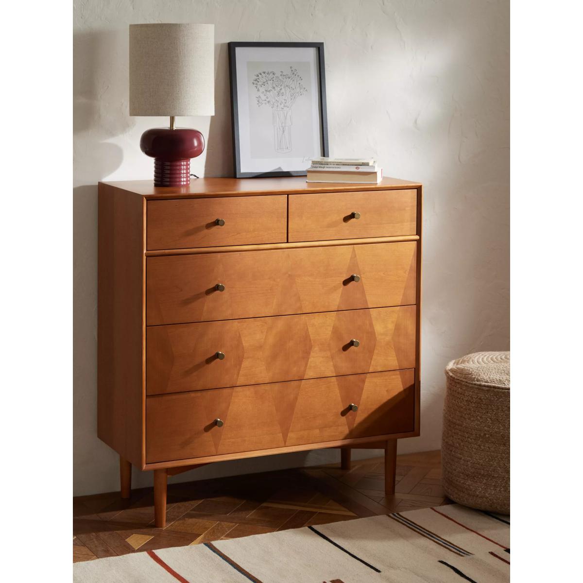John Lewis Marquetry 5 Drawer Wood Chest, Natural – image 2