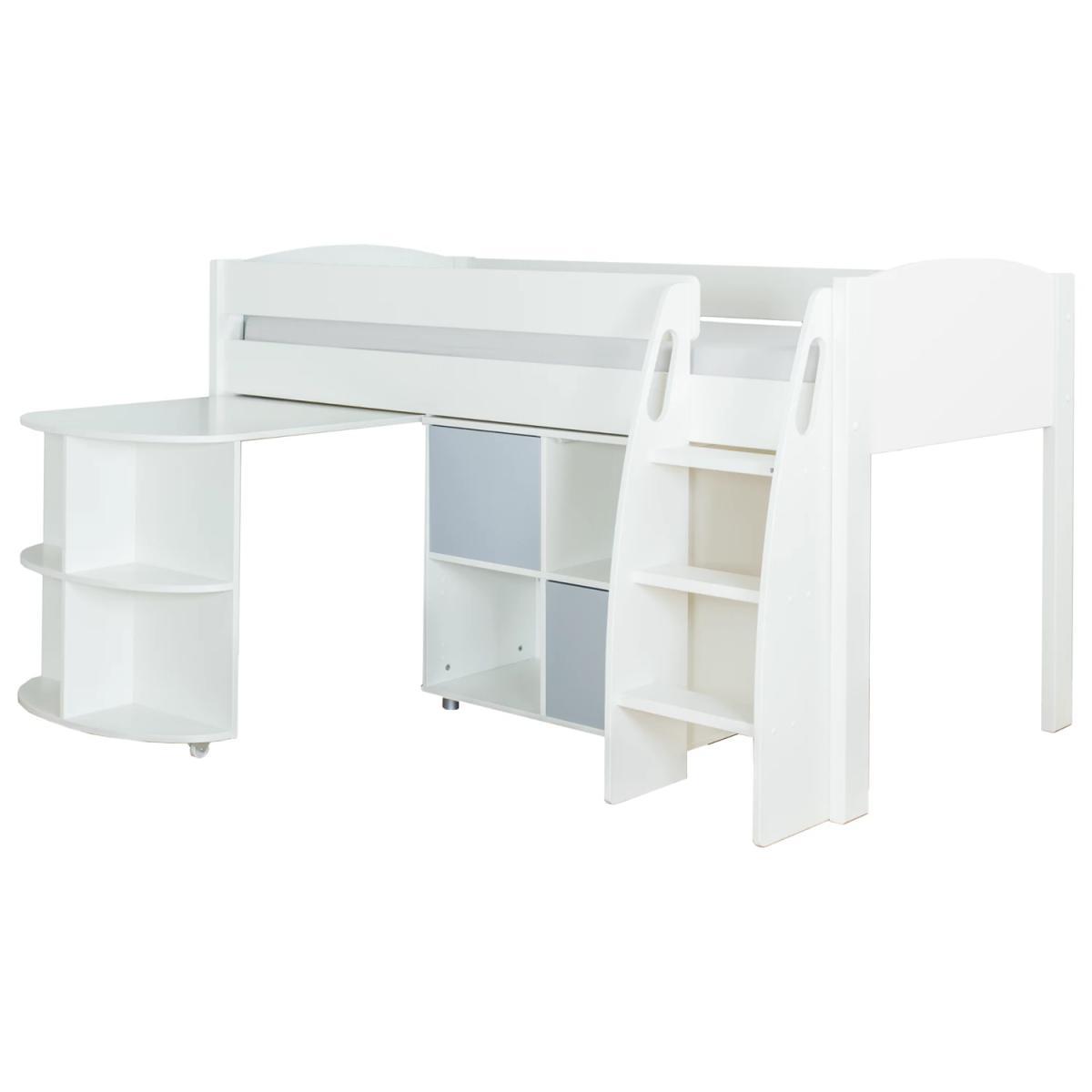 Stompa Uno S Plus Mid-Sleeper with White Headboard, Pull-Out Desk and 2 Door Cube Unit – image 2