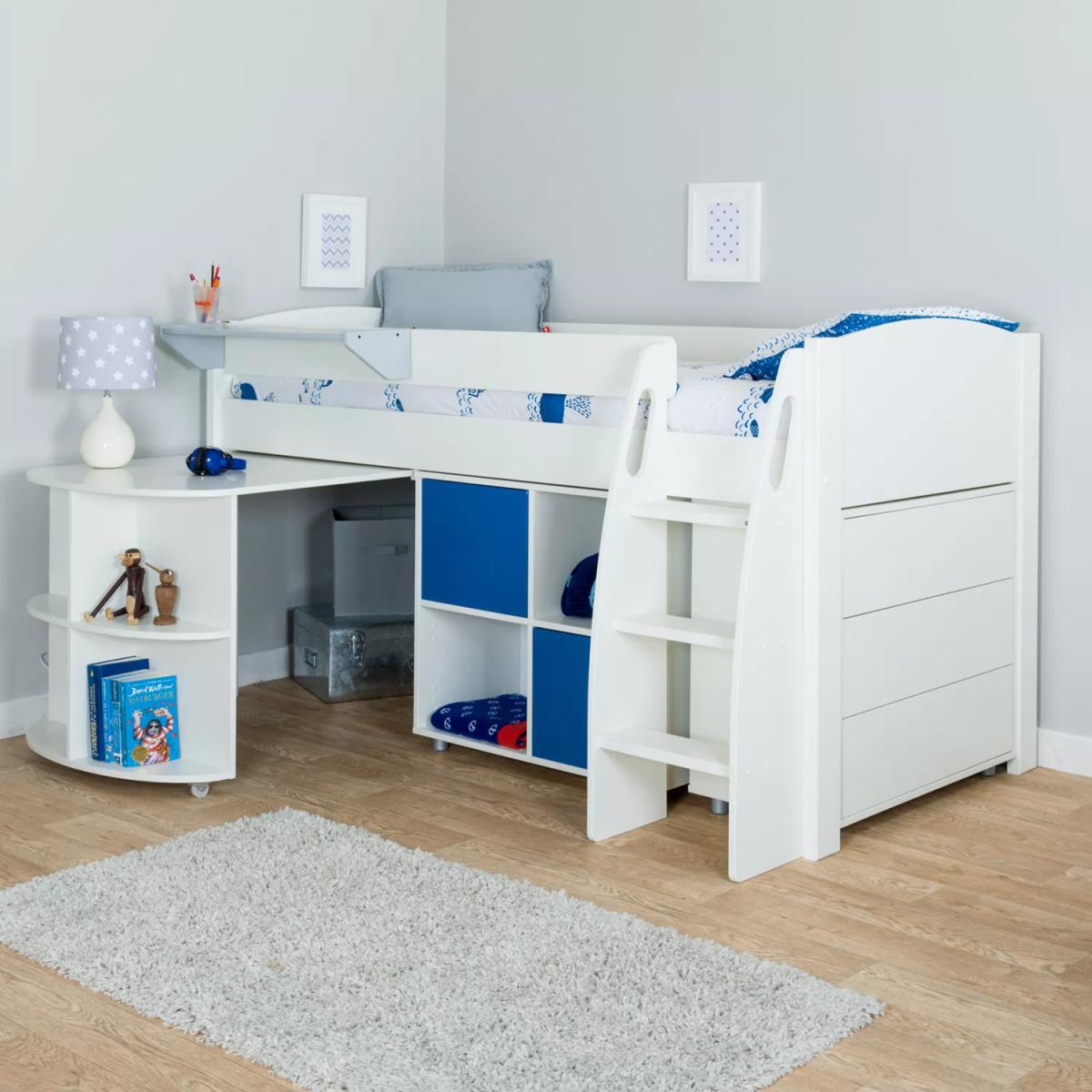 Stompa Uno S Plus Mid-Sleeper with Pull-Out Desk, 3 Drawer Chest and 2 Door Cube Unit – image 3