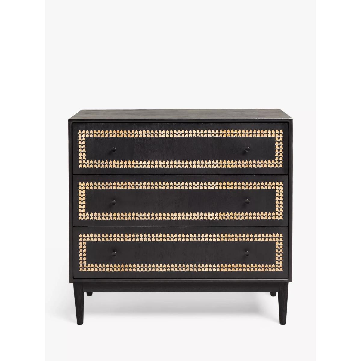 John Lewis Monochrome 3 Drawer Chest, Black – image 2