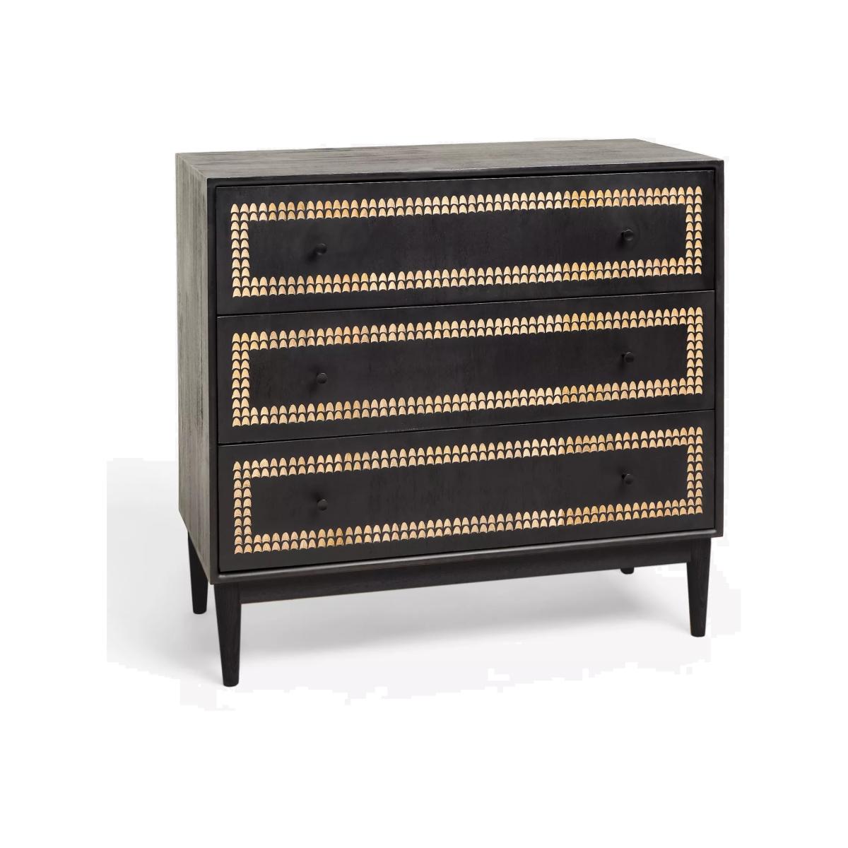 John Lewis Monochrome 3 Drawer Chest, Black – image 1