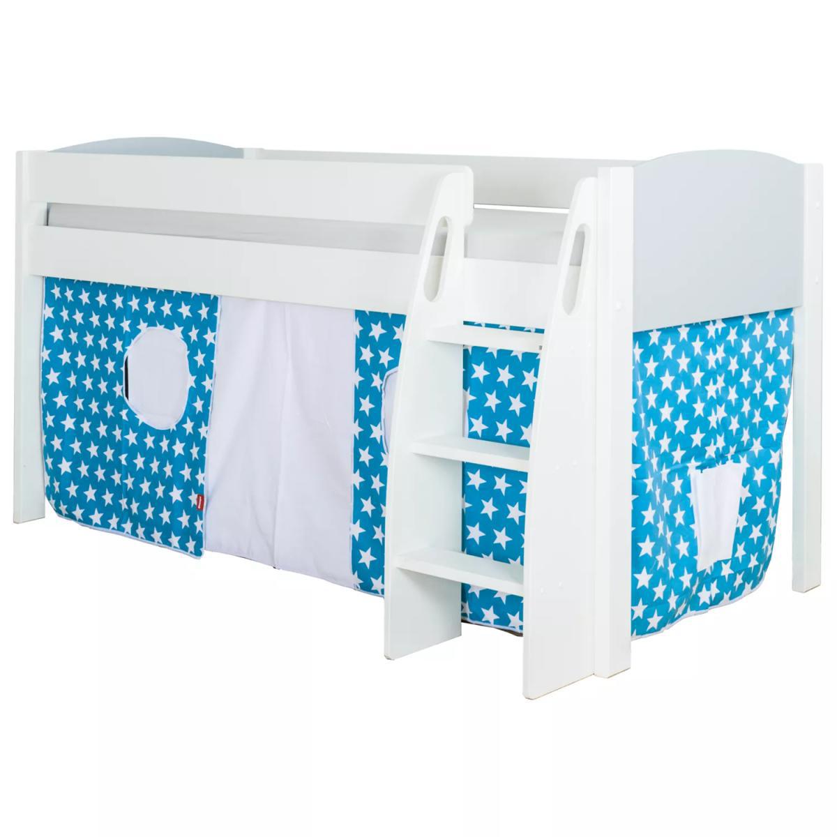 Stompa Uno S Plus Mid-Sleeper Bed with Grey Headboard and Star Print Tent – image 2