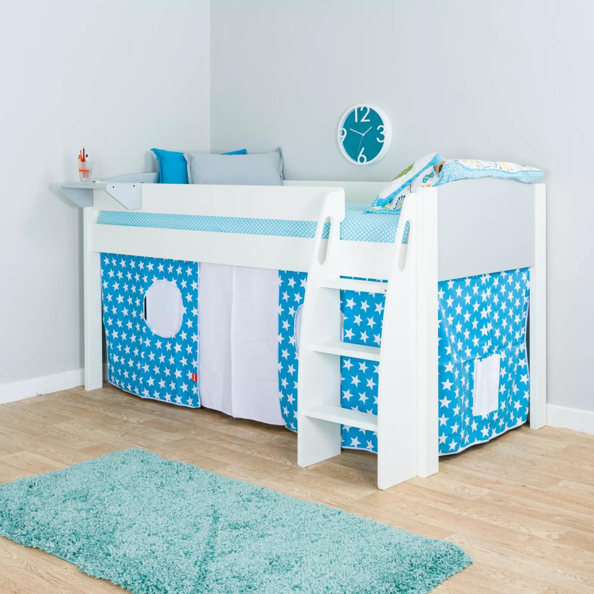 Stompa Uno S Plus Mid-Sleeper Bed with Grey Headboard and Star Print Tent – image 3