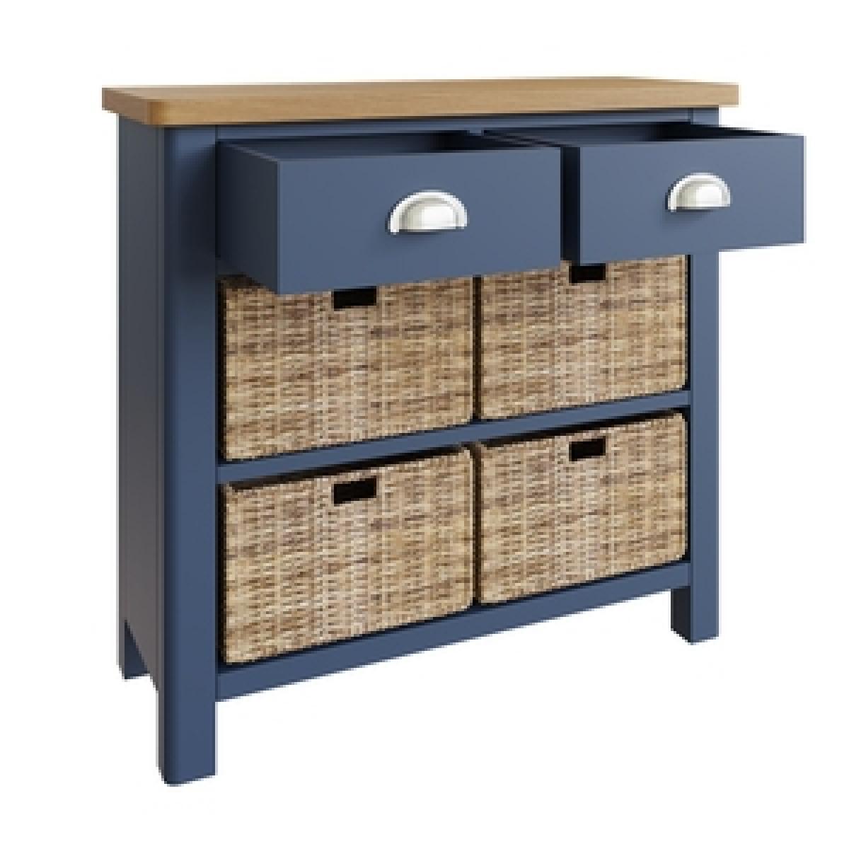 Ruskin Oak 2 Drawer 4 Basket Unit - Blue – image 2
