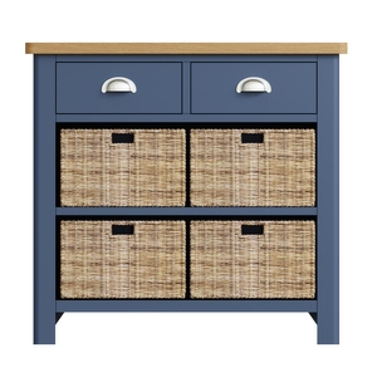 Ruskin Oak 2 Drawer 4 Basket Unit - Blue – image 3