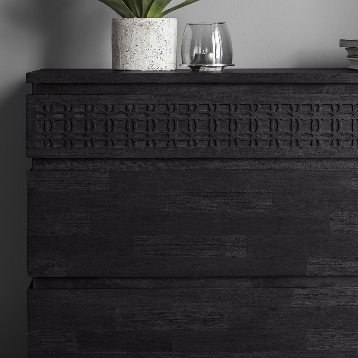 Khaleesi Mango Wood Chest of Drawers - Black – image 2