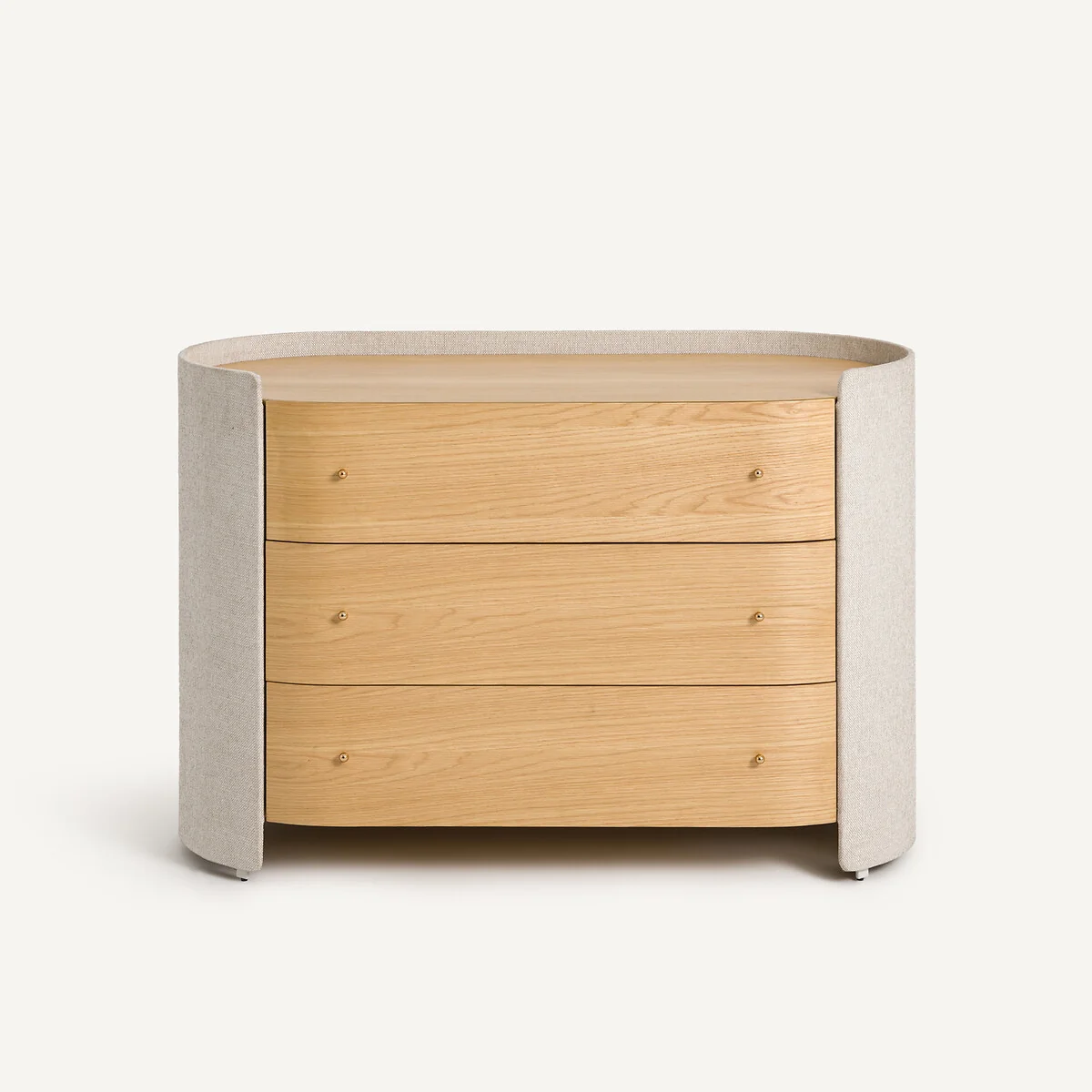 Firmo Chest of Drawers with 3 Drawers in Oak Veneer and Fabric – image 3