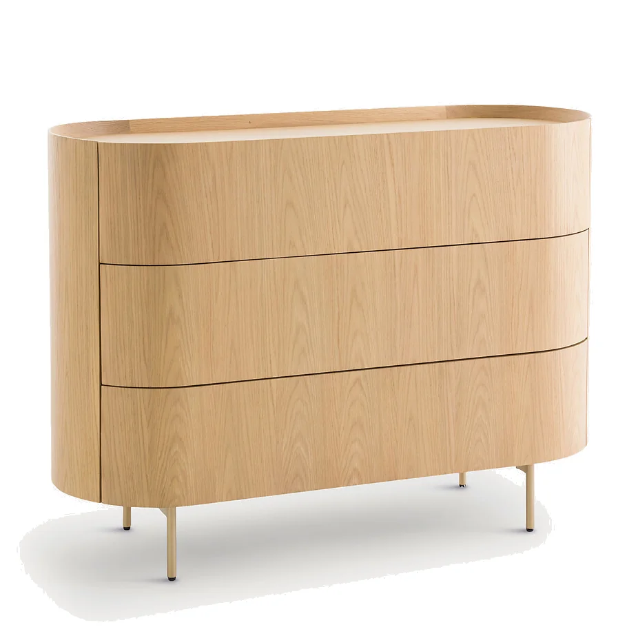 Aslen 3-Drawer Solid Oak and Oak Veneered Chest of Drawers