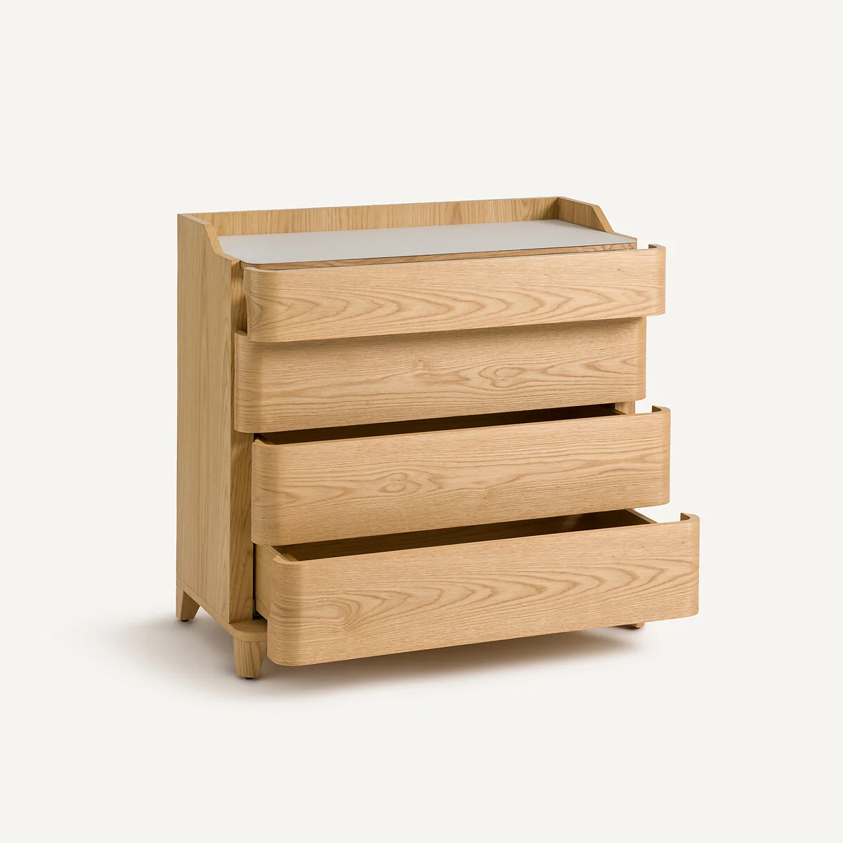 Junius Chest of Drawers in Oak Veneer and Leather, Designed By Emmanuel Gallina – image 4
