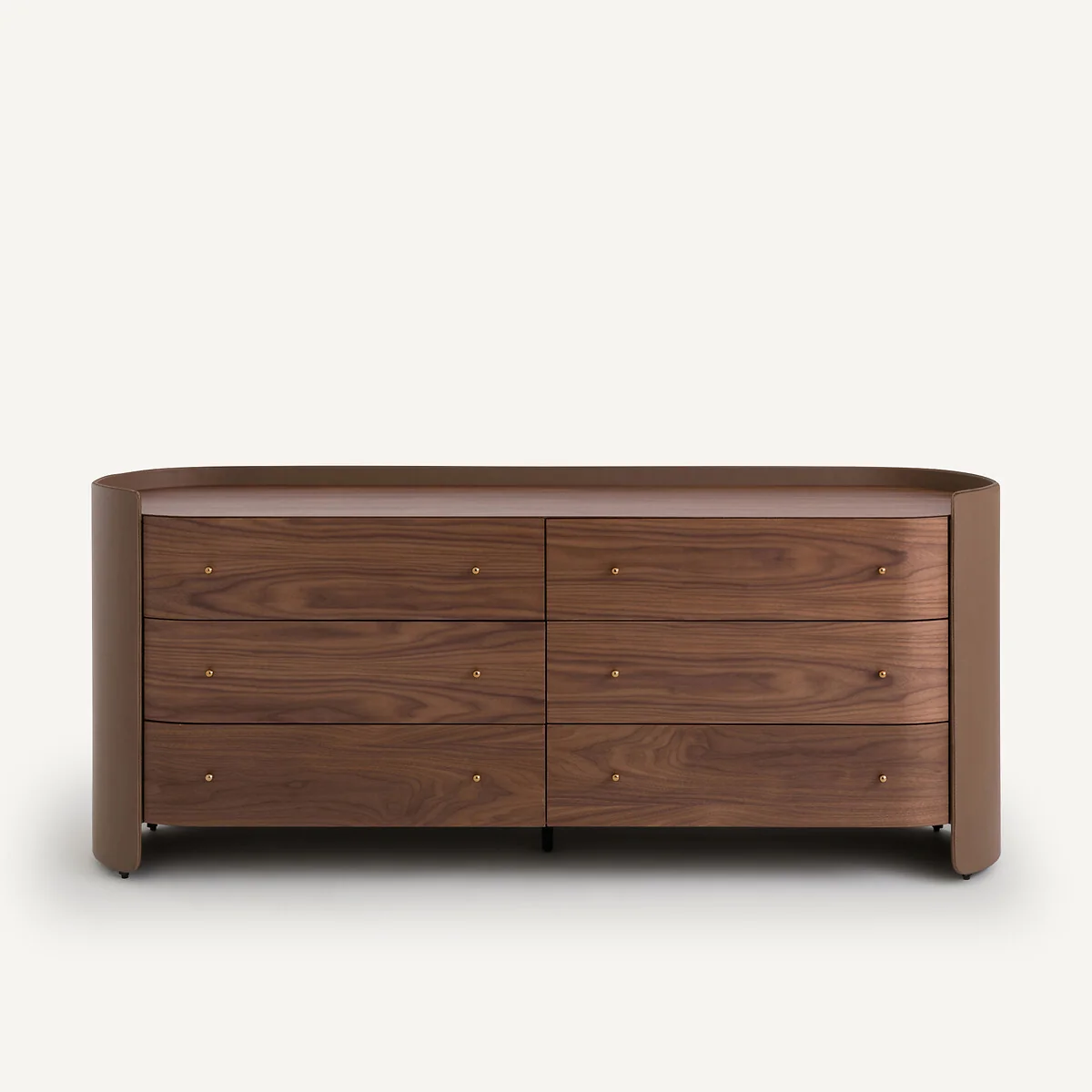 Firmo Chest of Drawers in Walnut and Leather Veneer with 6 Drawers – image 3