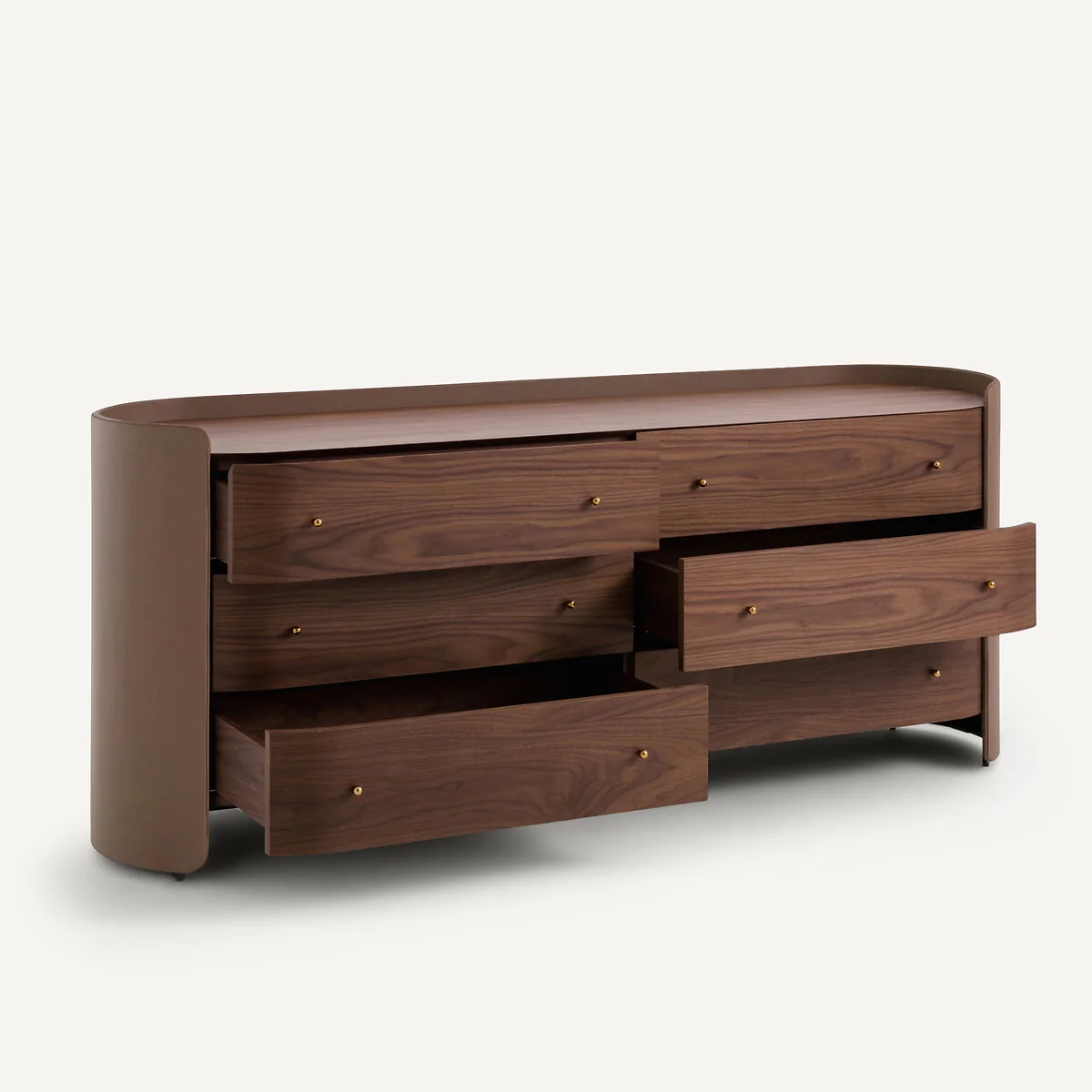 Firmo Chest of Drawers in Walnut and Leather Veneer with 6 Drawers – image 4