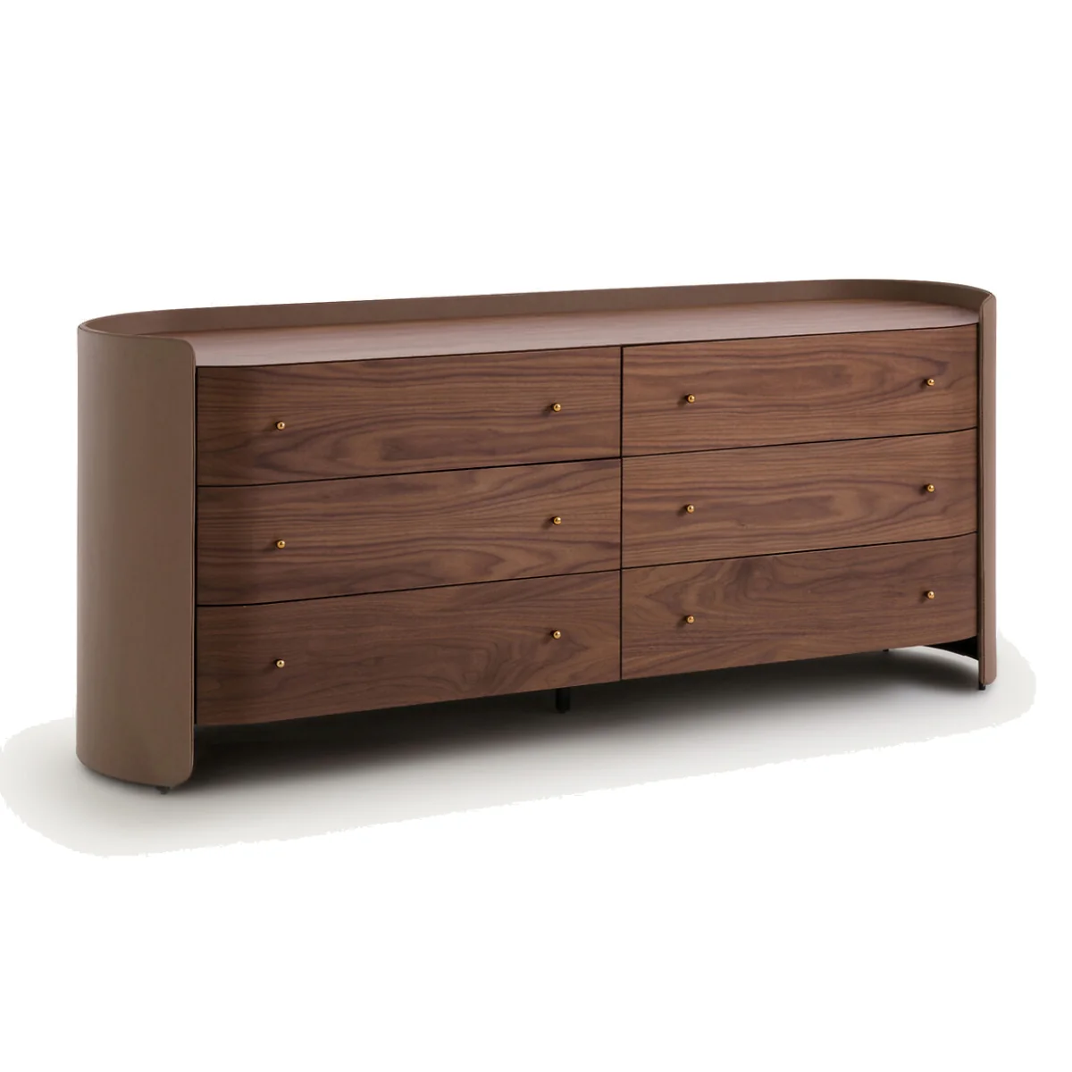 Firmo Chest of Drawers in Walnut and Leather Veneer with 6 Drawers – image 1