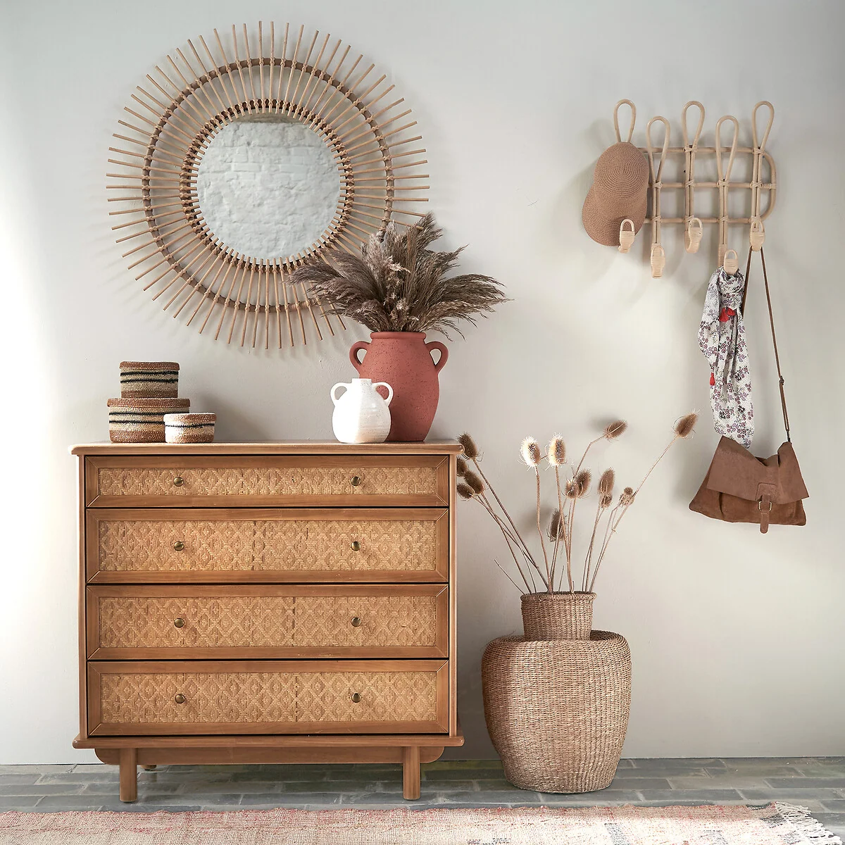 Orient Solid Pine and Cane Chest of Drawers – image 2